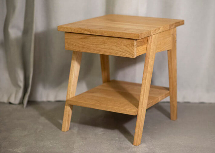 Table de chevet 1 tiroir en bois de chêne -...