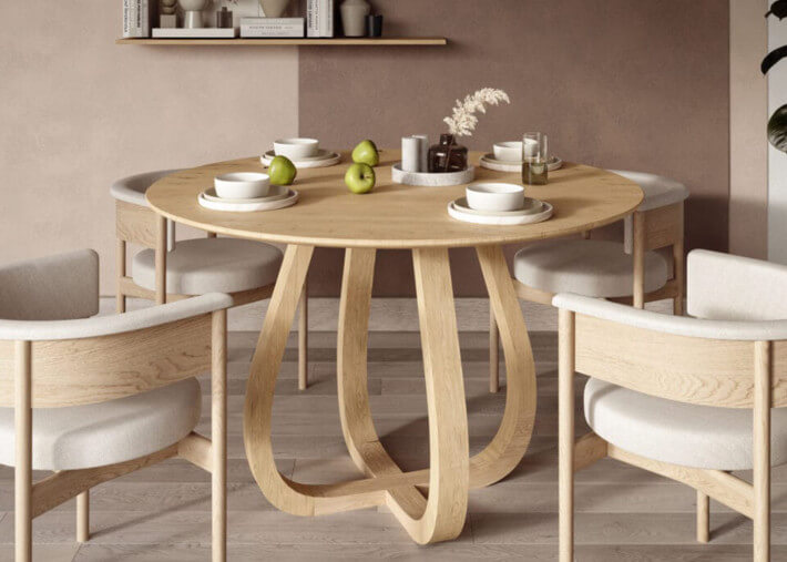 Table ronde en chêne naturel 3 tailles Lup par...