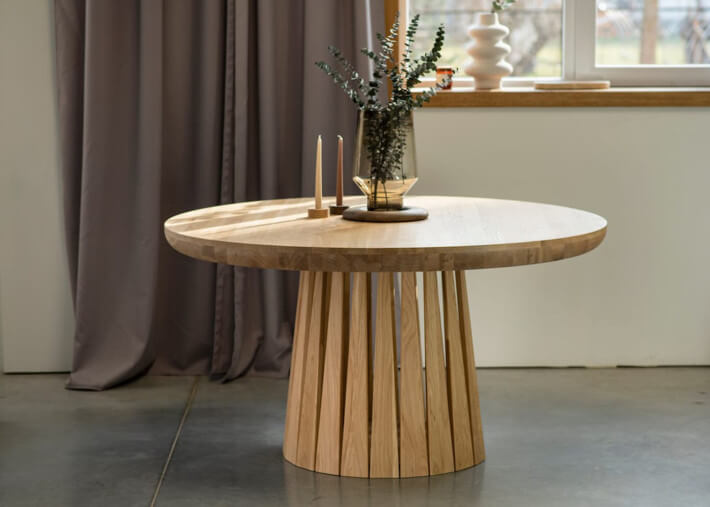 Table ronde fixe ou extensible en chêne - Sole...