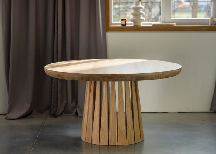Table ronde fixe ou extensible en chêne - Sole...