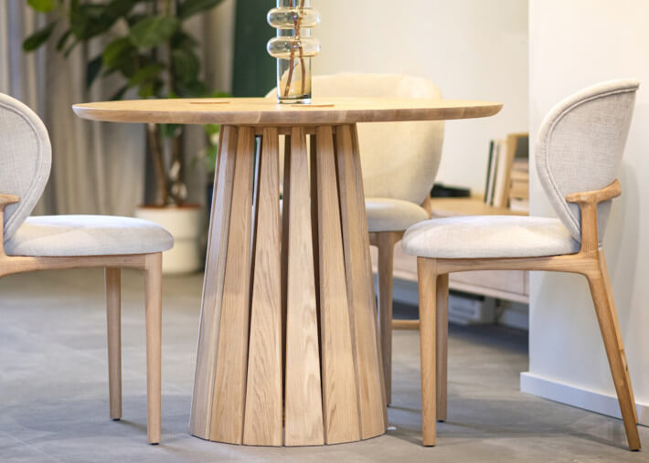 Table ronde fixe ou extensible en chêne - Sole...
