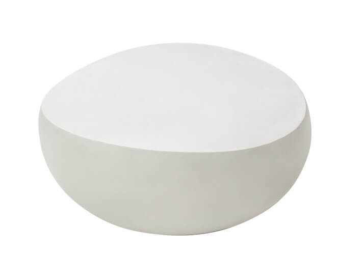 Table basse forme galet en béton blanc crème -...
