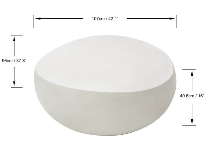 Table basse forme galet en béton blanc crème -...