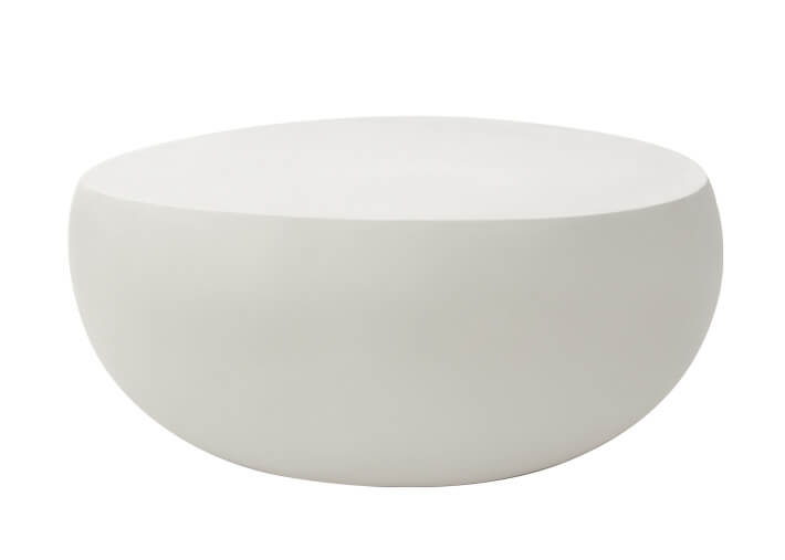 Table basse forme galet en béton blanc crème -...