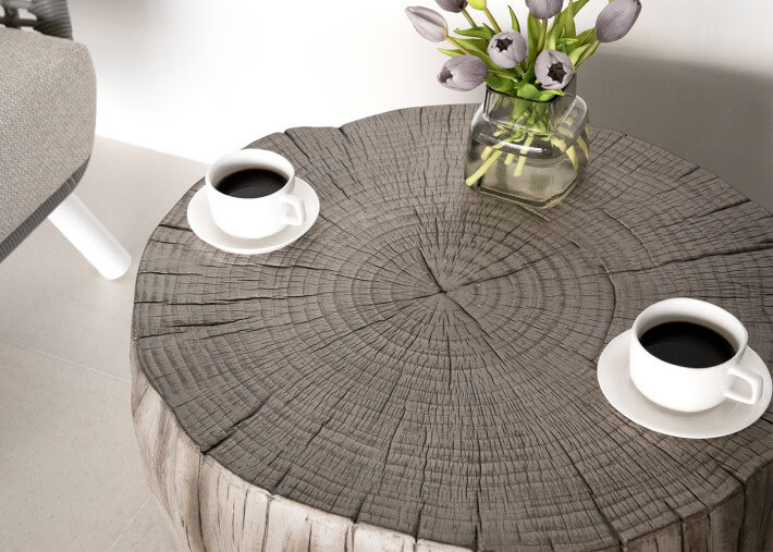 Table basse en béton imitation tronc de bois 2...