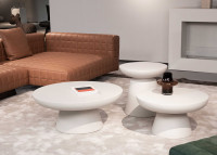 Table basse ronde grise noire ou crème 2 tailles - Kylix par Elementi