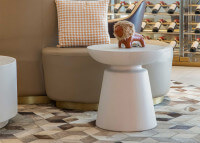 Table d'appoint ronde grise noire crème - Kylix par Elementi