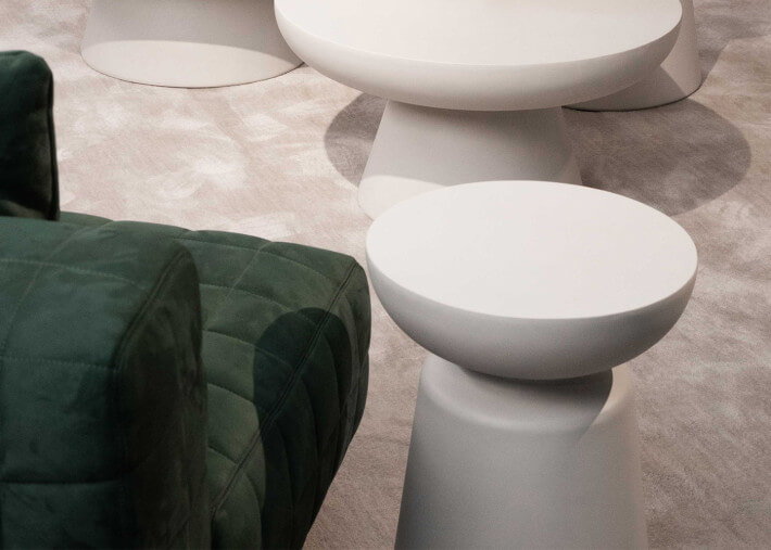 Table d'appoint ronde en béton fibré gris noir...