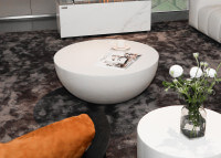 Table basse en béton fibré blanc crème 2 tailles - Chronos pat Elementi