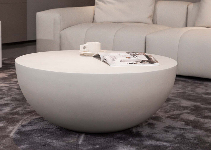 Table basse en béton fibré blanc crème 2...
