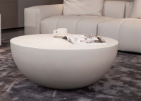 Table basse en béton fibré blanc crème 2 tailles - Chronos pat Elementi
