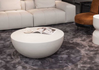 Table basse en béton fibré blanc crème 2 tailles - Chronos pat Elementi