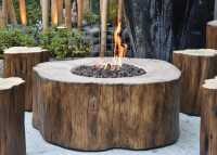 Table béton effet bois avec brasero à gaz intégré Manchester Elementi