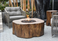 Table béton effet bois avec brasero à gaz intégré Manchester Elementi