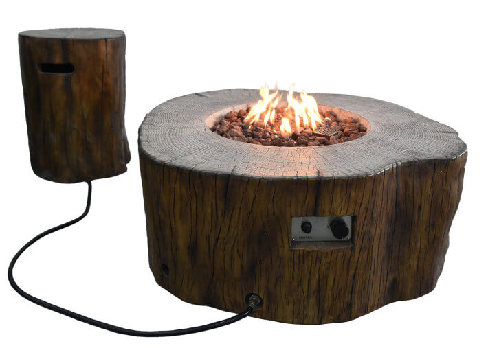 Table béton effet bois avec brasero à gaz...