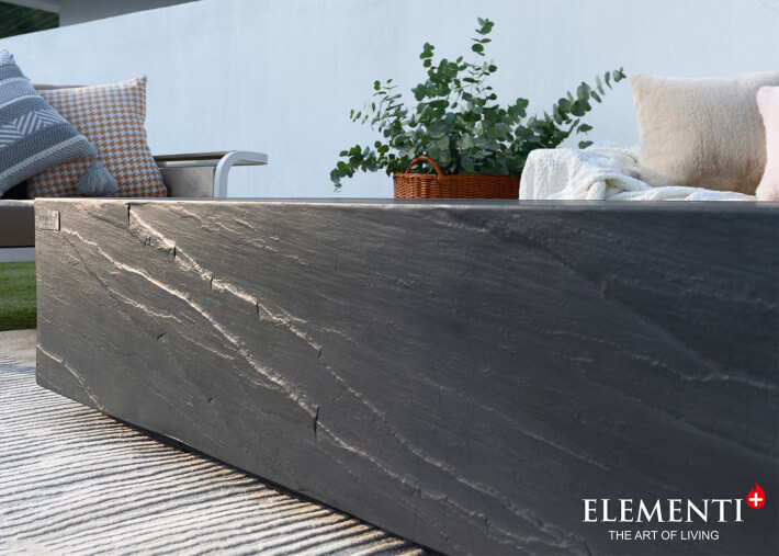 Table basse béton noir avec braséro à gaz -...