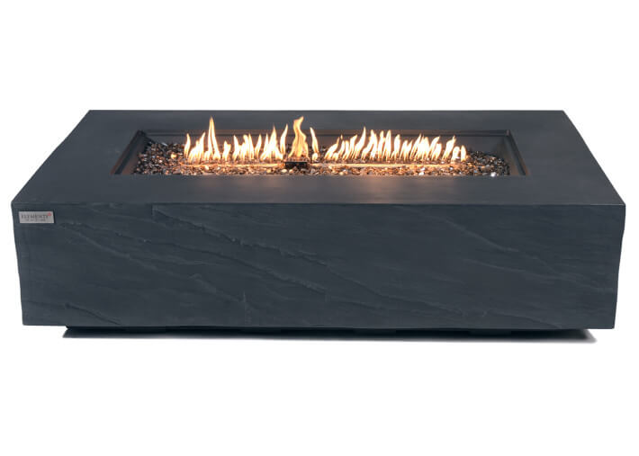 Table basse béton noir avec braséro à gaz -...