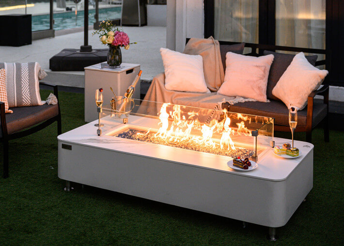 Table basse de jardin avec braséro gaz intégré...