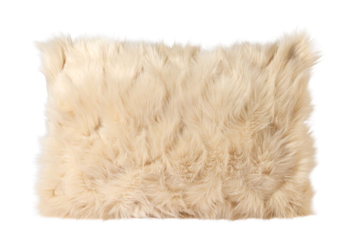 Housse de coussin en fausse fourrure écru ou...