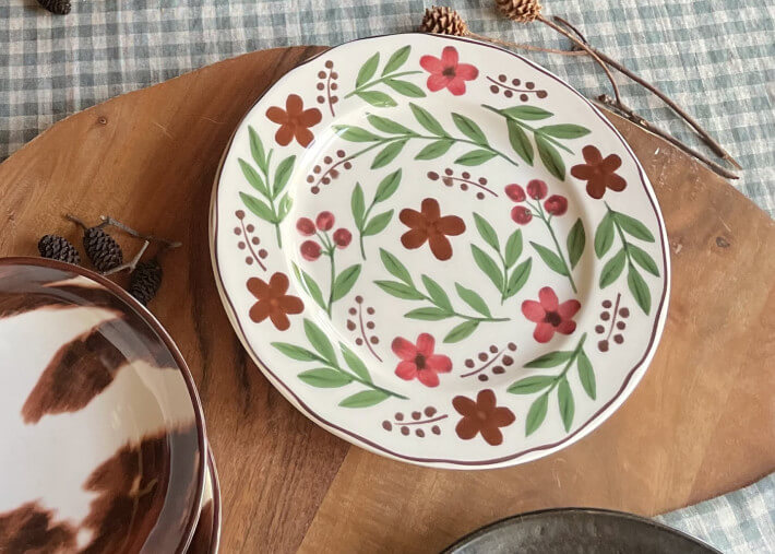 Set de 6 assiettes à dessert motif fleuri -...