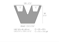 Jardinière forme V double bac 15 couleurs - Uve par Vondom