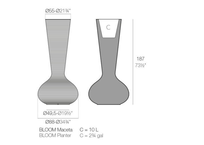 Pot design H187 en polyethylene 15 couleurs -...