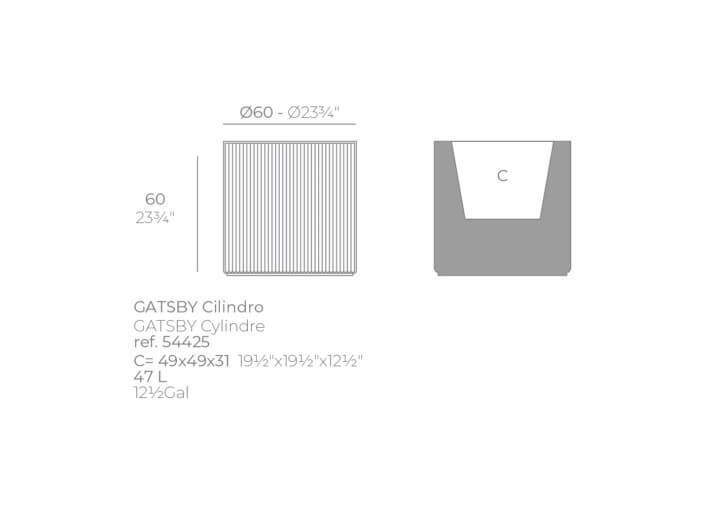 Pot design rond strié en polyethylene 15...