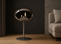 Cheminée nomade en acier chromé ou or rose - steel low par le feu