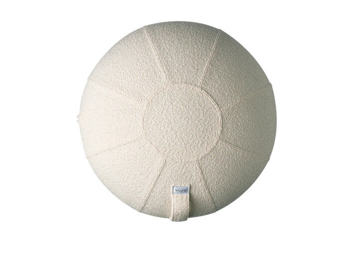 Pouf ballon en tissu bouclé beige ultra doux...
