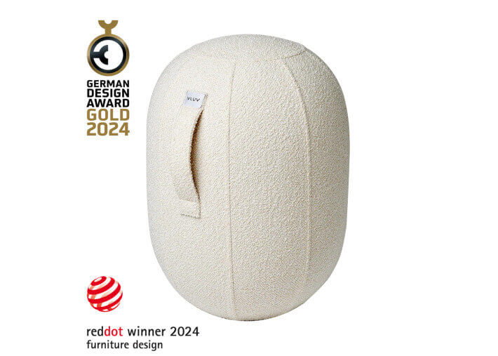 Pouf tendance en tissu bouclé beige Kapsul Diva...