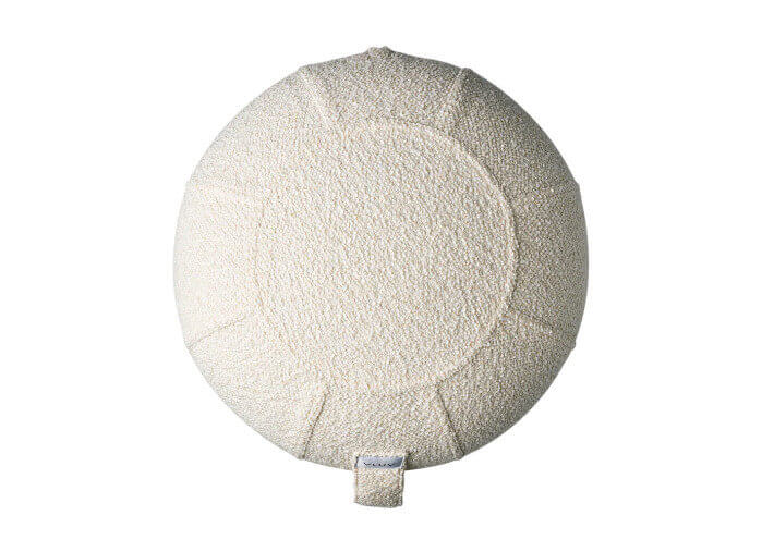 Pouf tendance en tissu bouclé beige Kapsul Diva...