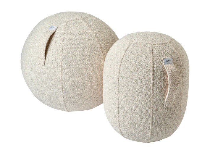 Pouf tendance en tissu bouclé beige Kapsul Diva...