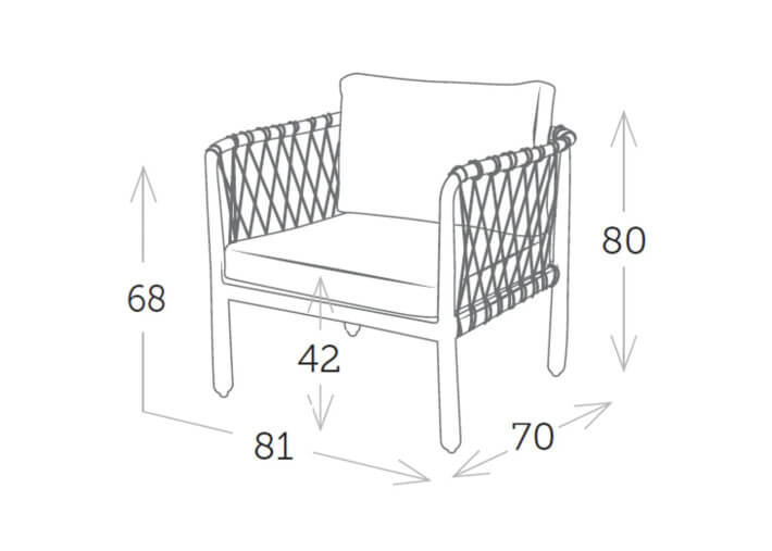 Fauteuil de jardin design en corde taupe ou...