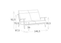 Canape de jardin 2-3 places en aluminium et teck - dandy garden art