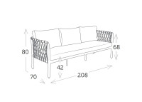 Canapé de jardin design 3 places taupe ou gris - Hestia Garden Art