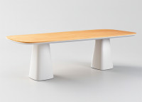 Table de jardin en teck et aluminium blanc 260x105 La Route Garden Art