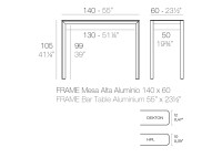 Table haute H 105 en aluminium et HPL 2 tailles - Frame par Vondom