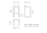 Set de 2 tabourets hauts extérieur noir blanc beige Wall Street Vondom