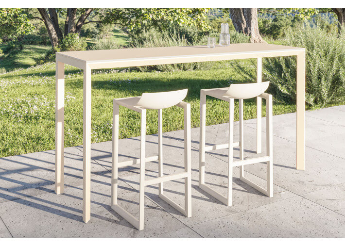 Set de 2 tabourets hauts extérieur noir blanc...