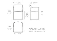 Set de 2 fauteuils de table noir blanc beige Wall Street Vondom