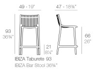 Set de 4 tabourets de bar extérieur 2 hauteurs 4 coloris Ibiza Vondom