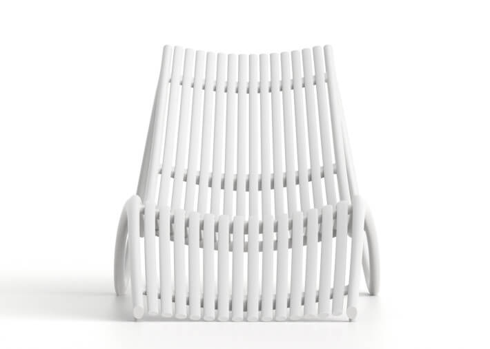 Set de 4 transats design en polypropylène blanc...