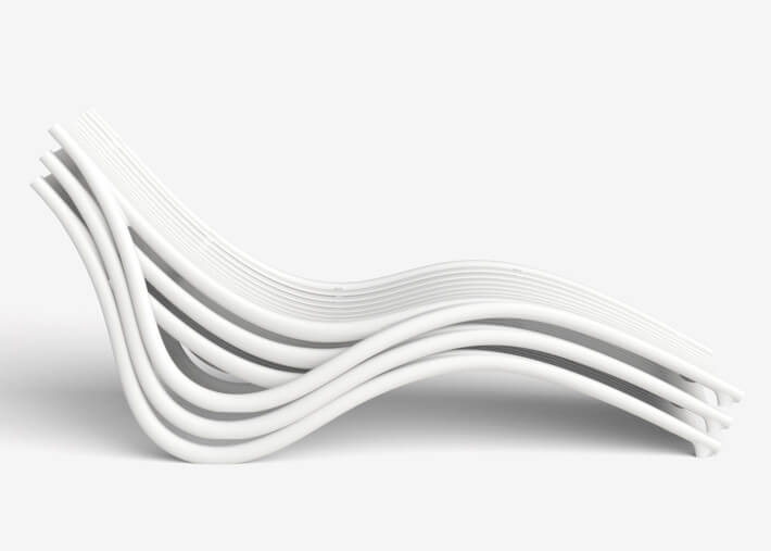 Set de 4 transats design en polypropylène blanc...