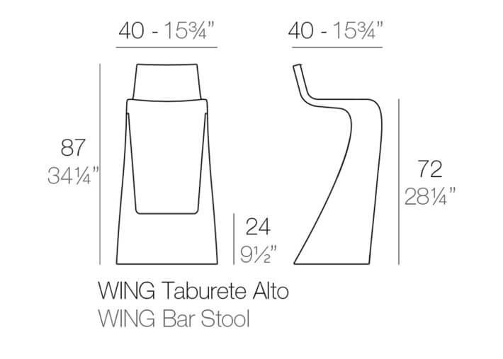 Tabouret de bar original en polyéthylène mat ou...