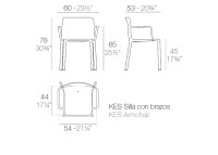 Set de 4 fauteuils de table avec accoudoirs empilables - Kes Vondom