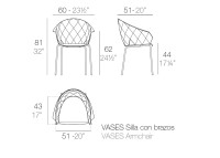 Set de 4 fauteuils de table d'extérieur noir blanc beige Vases par Vondom