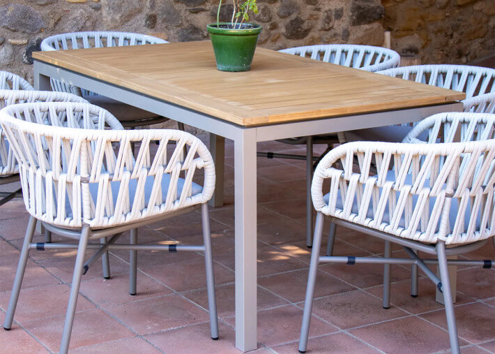 Table de repas de jardin extensible en teck -...
