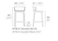 Set de 4 tabourets de bar empilables in/out 5 coloris - Africa Vondom