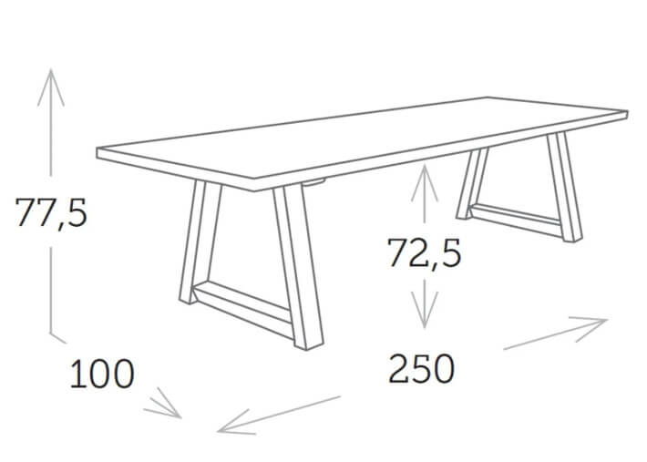 Table de jardin rectangle teck recycle l 250 ou...