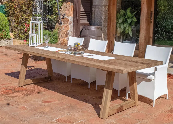 Table de jardin rectangle teck recycle l 250 ou...